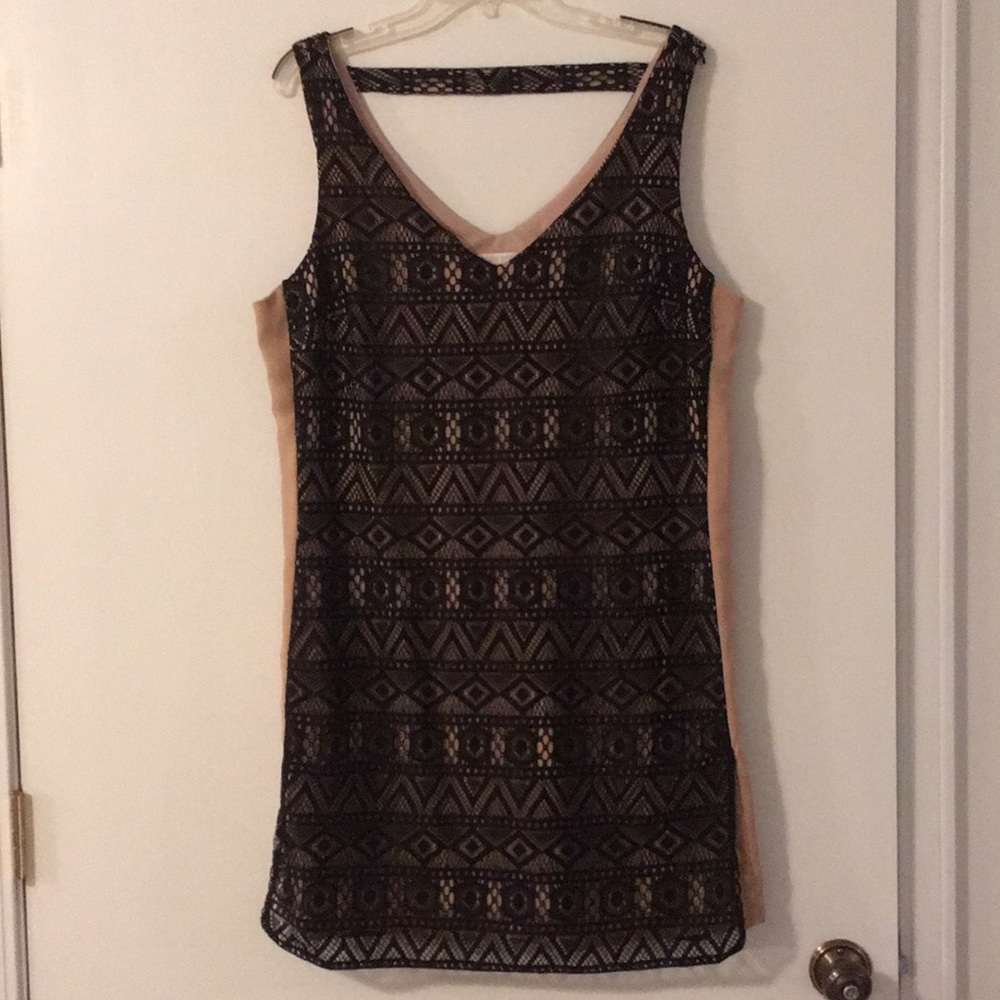 Black and Tan Midi Bisou Bisou Dress